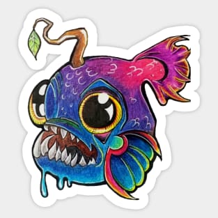 New School Angler Fish Sticker